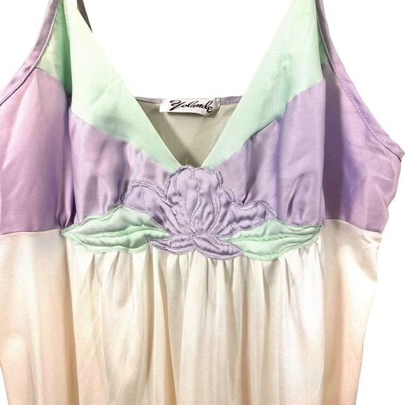 Yolande Womens Nightgown S Maxi Lingerie Sleepwear Flower White Multi Color Vtg - Picture 2 of 8